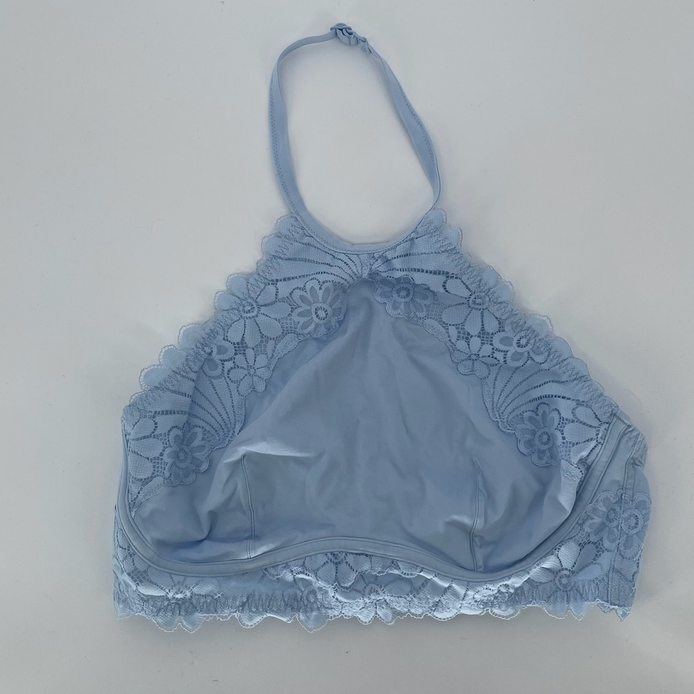 Colsie Women's Blue Floral Lace Halter Bralette Size XL